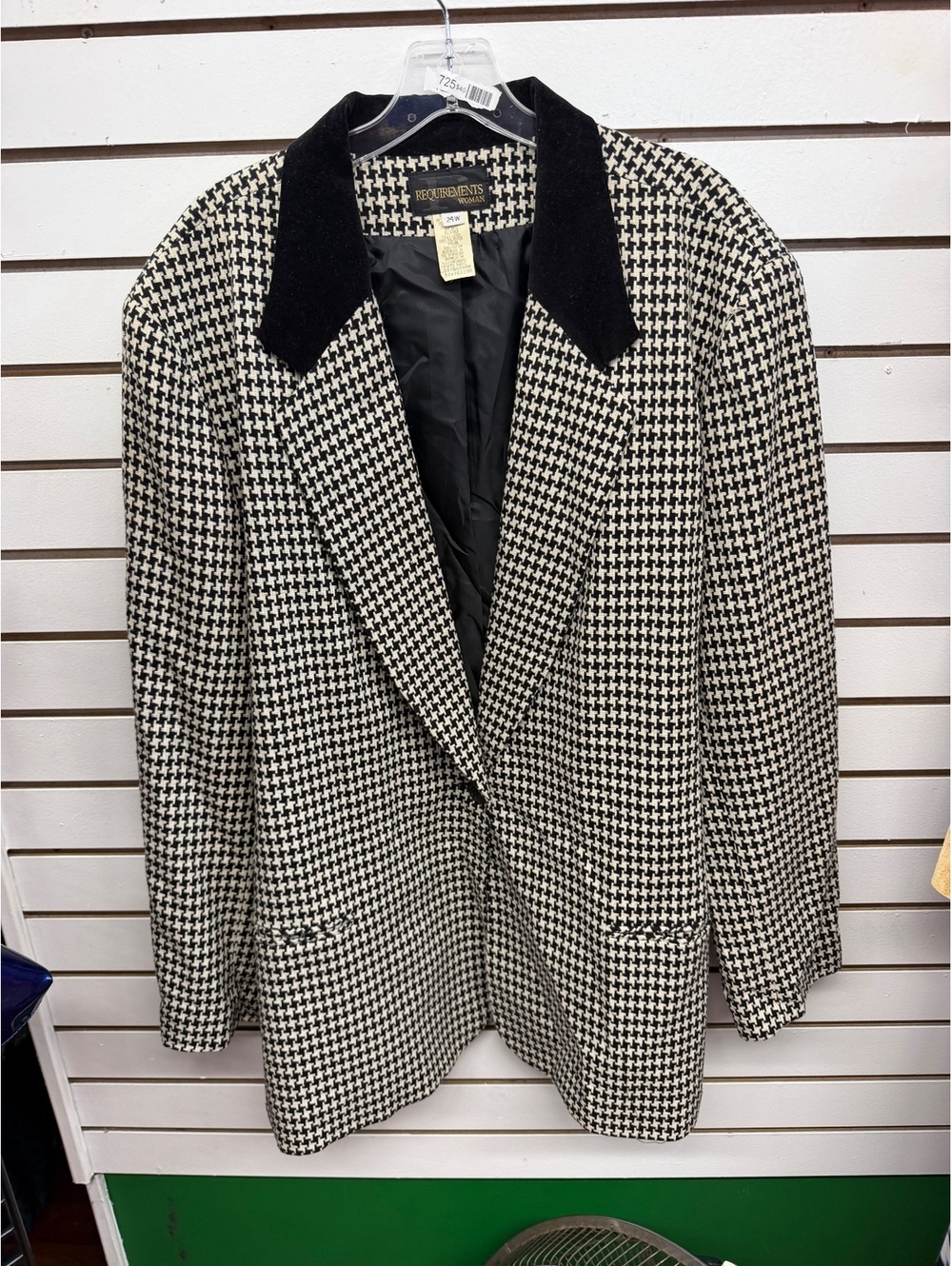 Requirements Woman 24W Black Cream Houndstooth Blazer Plus Size